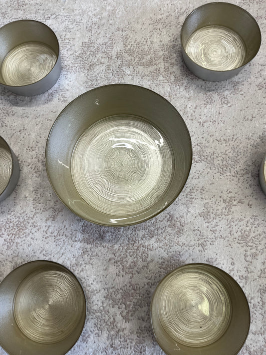 Service à salade – Grand saladier + 6 bols assortis