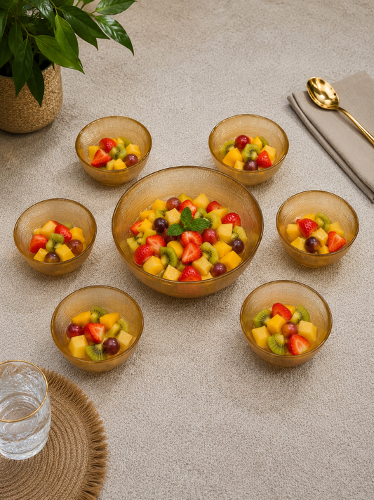 Service à salade – Grand saladier + 6 bols assortis