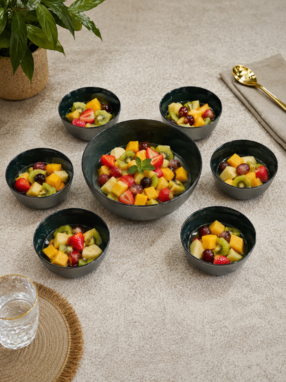 Service à salade – Grand saladier + 6 bols assortis