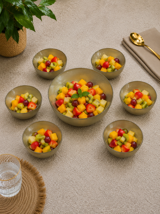 Service à salade – Grand saladier + 6 bols assortis
