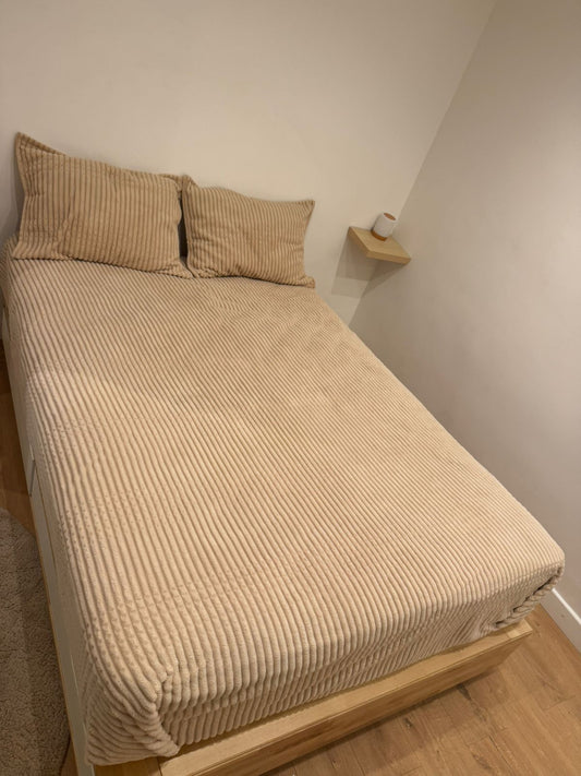 couverture beige 220/240CM avec 2 taies d d'oreiller