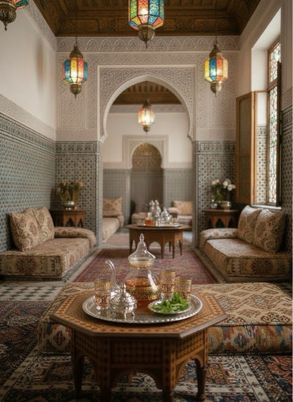 Service à Thé en  Verre – Motifs Traditionnels Dorés