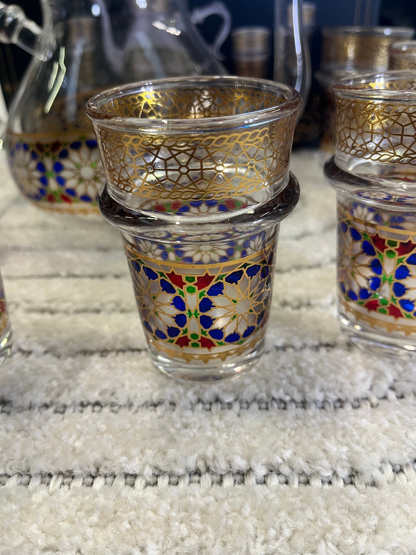 Service à Thé en  Verre – Motifs Traditionnels Dorés