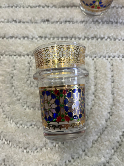 Service à Thé en  Verre – Motifs Traditionnels Dorés