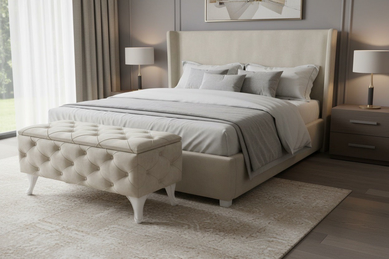 Banquette Coffre Capitonnée/beige
