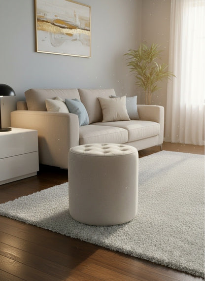 Pouf capitonnée beige