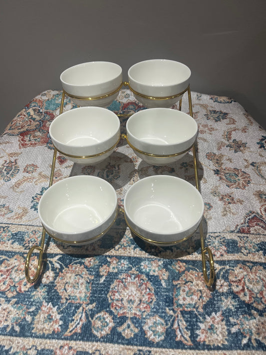 Présentoir 6 Bols – Élégance Dorée