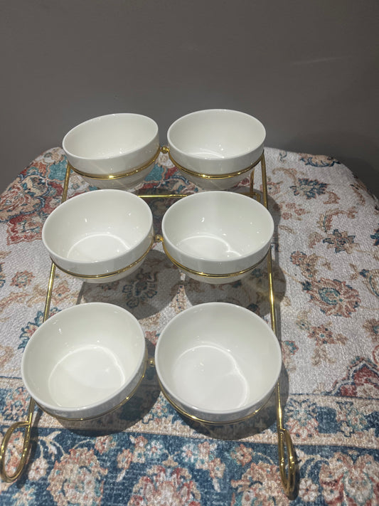 Présentoir 6 Bols – Élégance Dorée