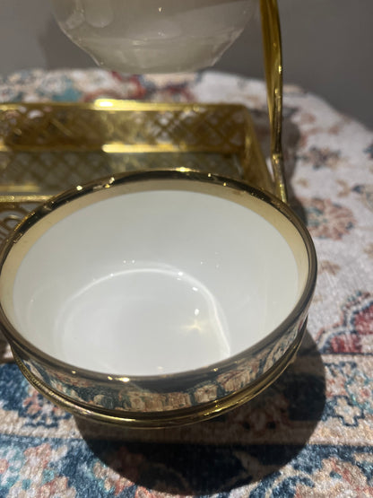 Présentoir raffiné avec 6 bols  – Finition dorée luxe