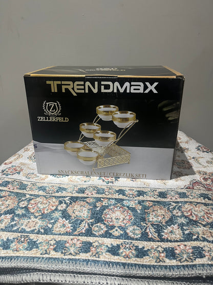 Présentoir raffiné avec 6 bols  – Finition dorée luxe